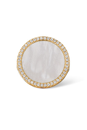 Elements® Ring in 18K Yellow Gold with Mother of Pearl and Pavé Diamonds